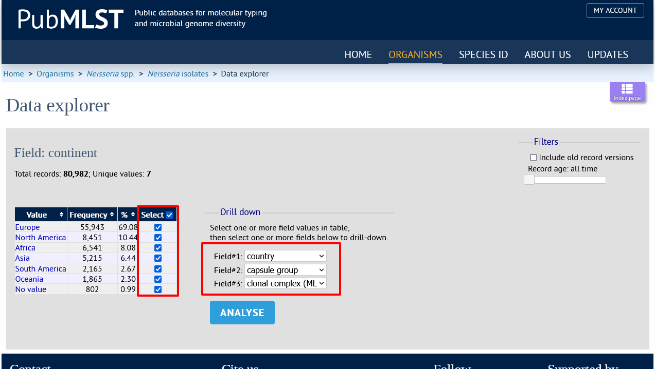 Select values and fields